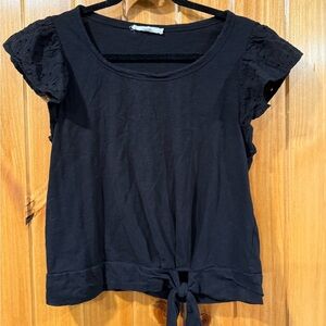 Jane and Delancey Black Lace Sleeve Blouse